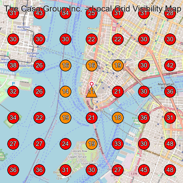 The Casa Group Inc. GeoGrid visibility map for Construction Company in New York